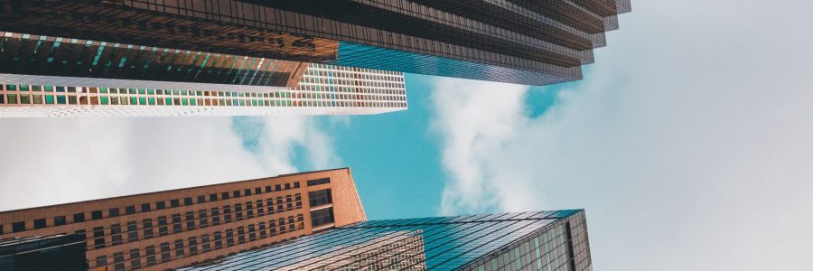 worm eye view of buildings